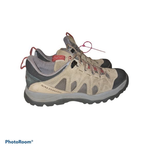 SALOMON WOMENS 7.5 HIKING TRAIL OUTDOOR BOOTSR SHOES RUNNING LEATHER CONTA GRIP - Picture 1 of 9